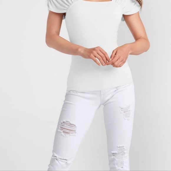 Women's NWOT Venus Ruched Sleeve Top-White - Picture 4 of 5